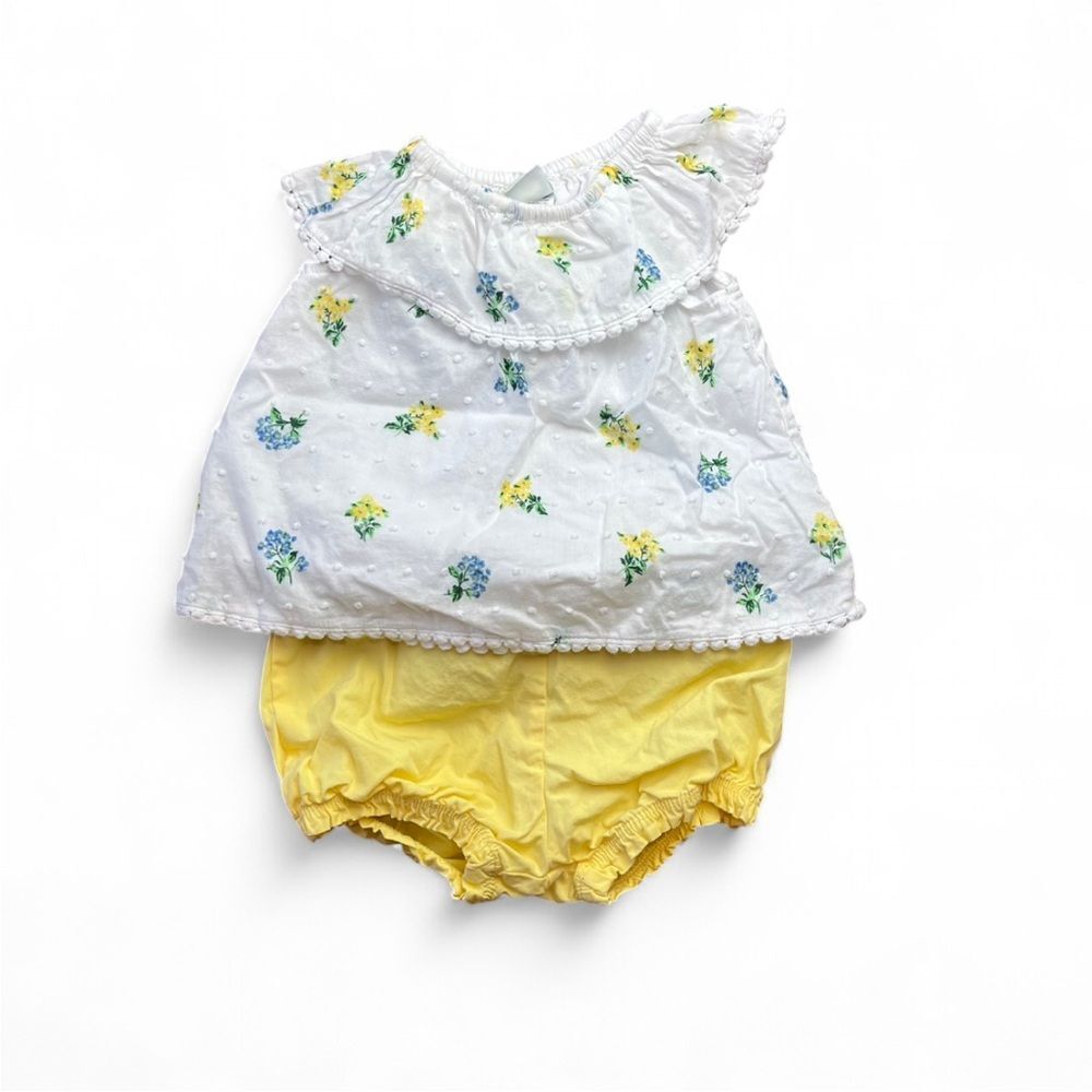 Floral Print Baby Top with Yellow Bloomers 6 months